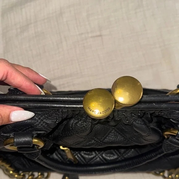 Black Quilted Handbag with Gold Chain MARC JACOBS